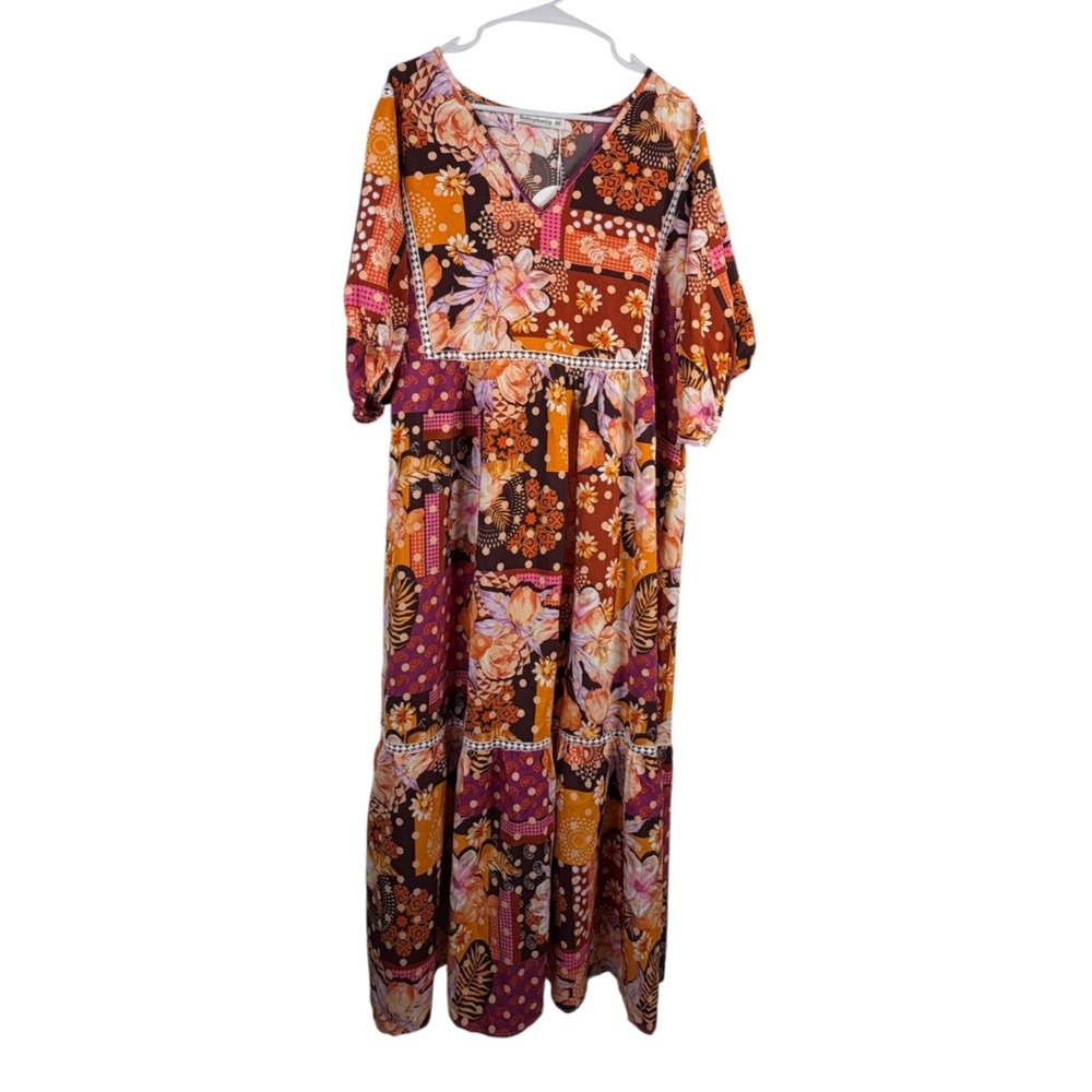 NWT Rusttydustty Women's Dress Multicolor Sz 2XL Floral Boho Cottage Core